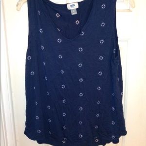 Navy tank top with white accents